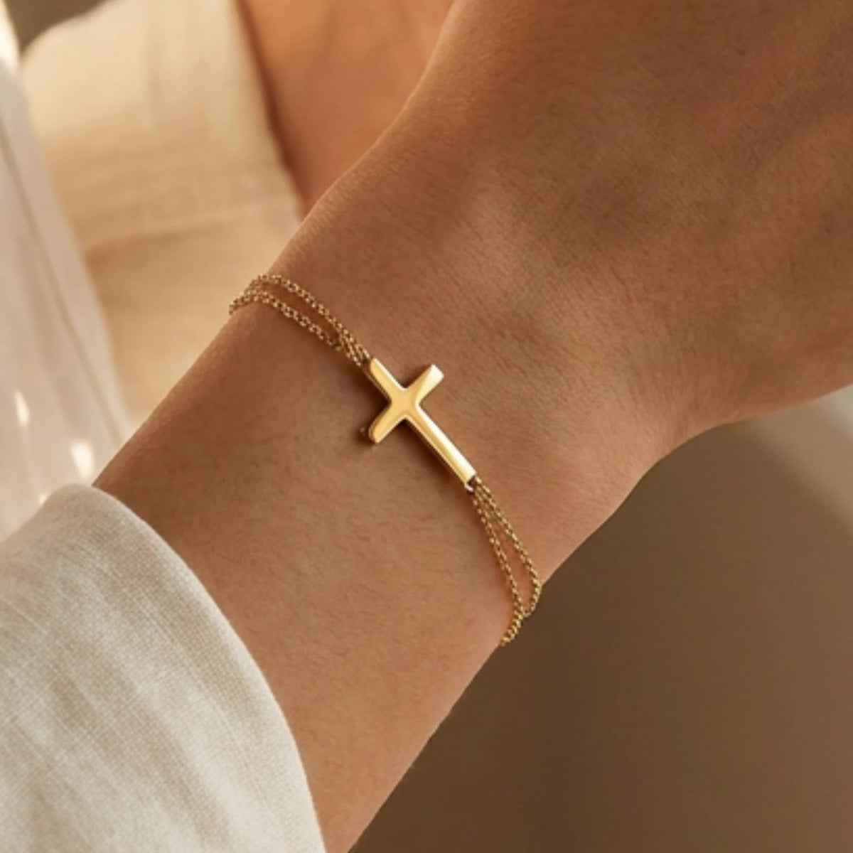 Double Strand Cross Bracelet