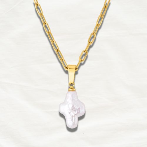 Natural Pearl Cross Pendant