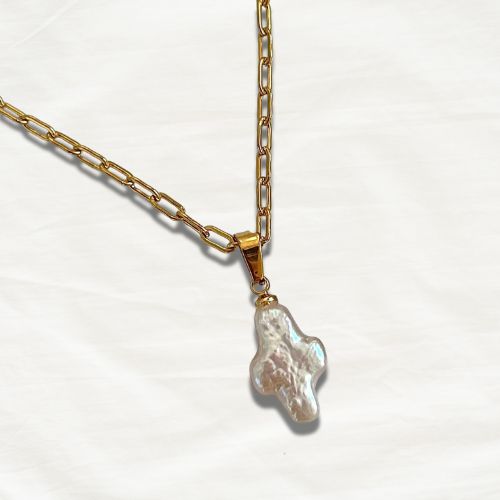 Natural Pearl Cross Pendant