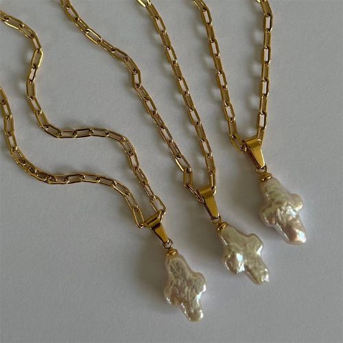 Natural Pearl Cross Pendant
