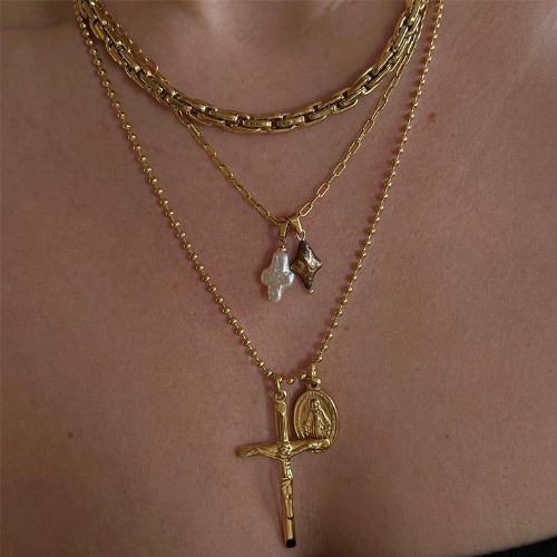 Natural Pearl Cross Pendant