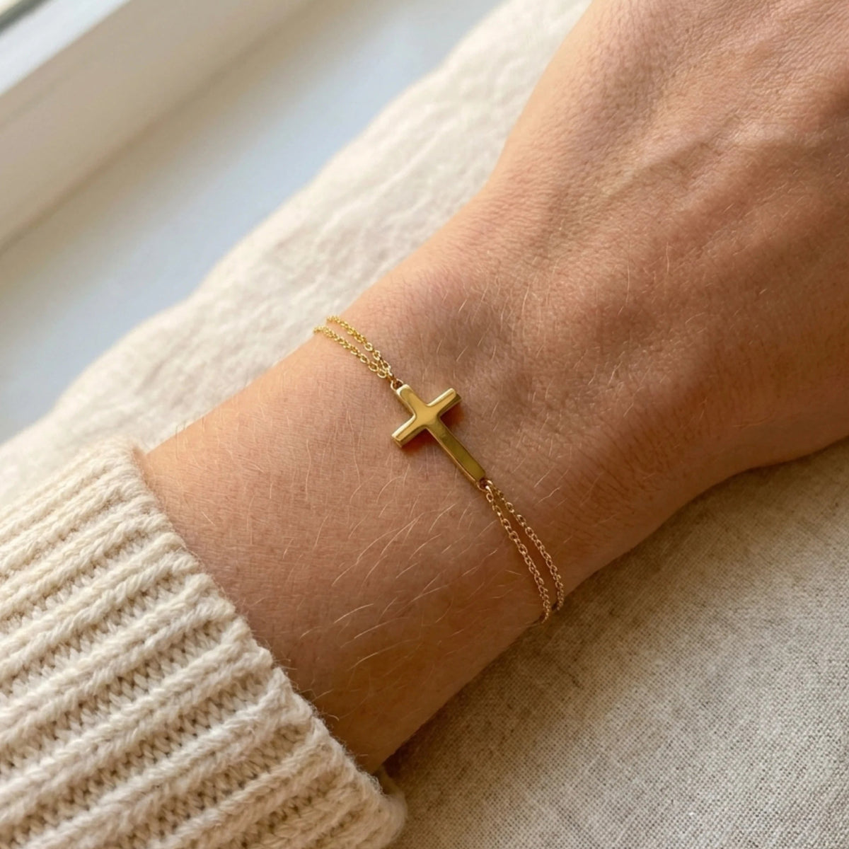 Double Strand Cross Bracelet