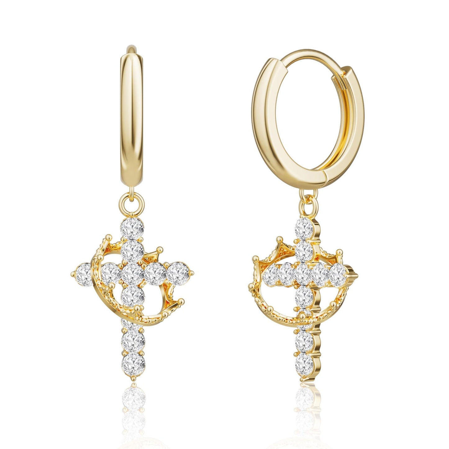 The Eternal Cross & Crown Earrings