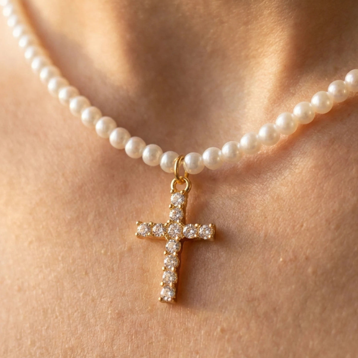 Ophelia Pearl Cross Pendant