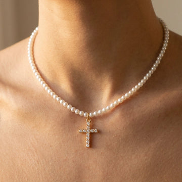 Ophelia Pearl Cross Pendant